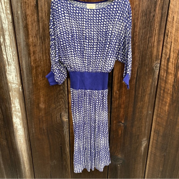 Maeve Dresses & Skirts - Maeve Anthropologie Rayon Blue & White dress w/Dolman sleeves, fitted waist. XXS